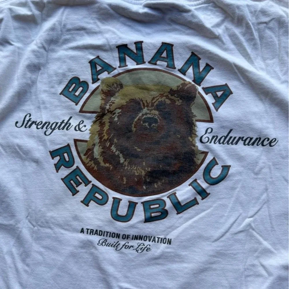 Vintage 90s Banana Republic white bear t-shirt size M single stitch